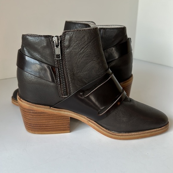 Sol Sana Genuine Leather Brown Side Zipper Three Buckle Bootie Size EU 36/US 5.5 - Picture 8 of 14